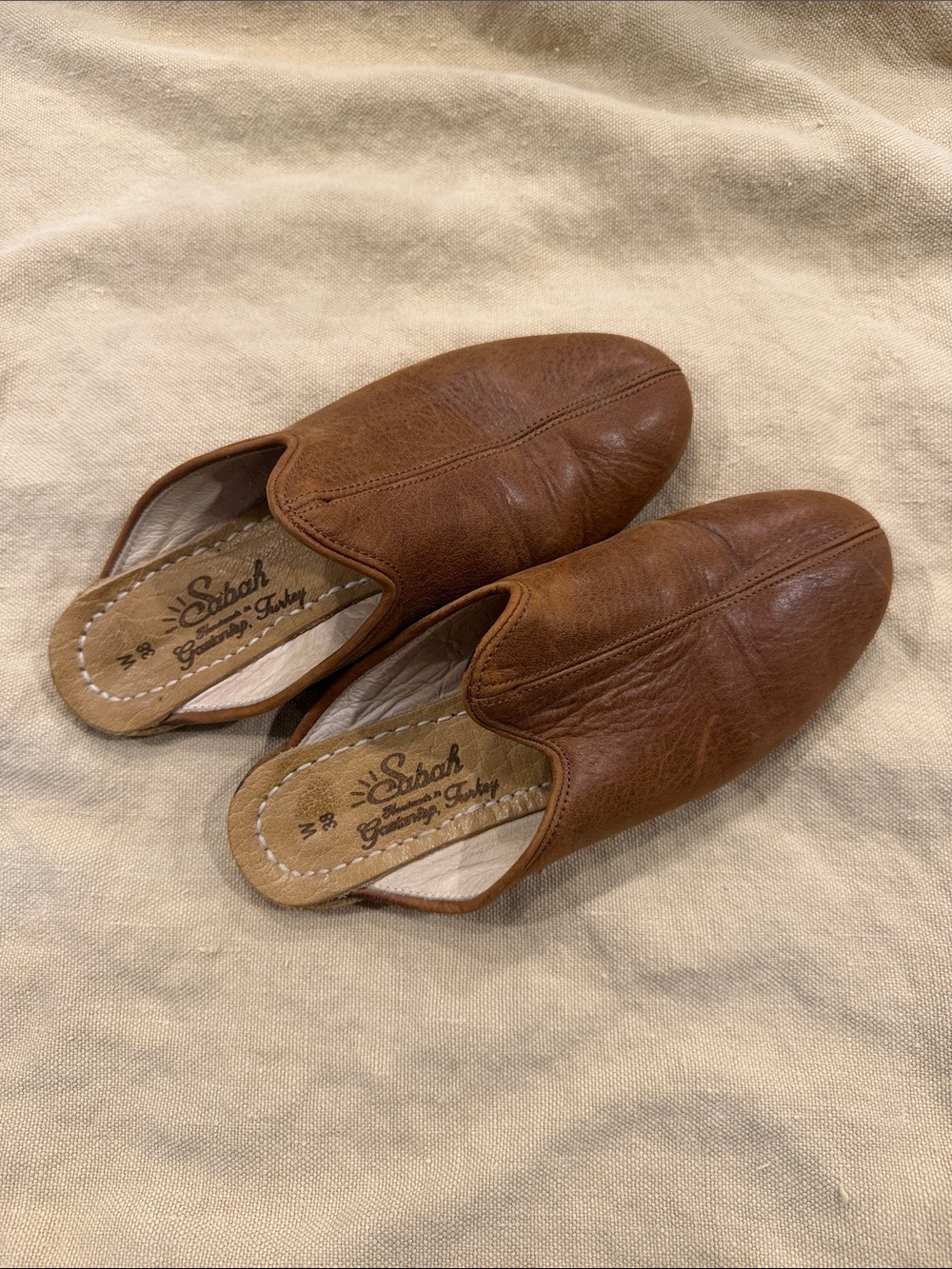 Sabah Tan/Brown Leather Slip-On Mules
